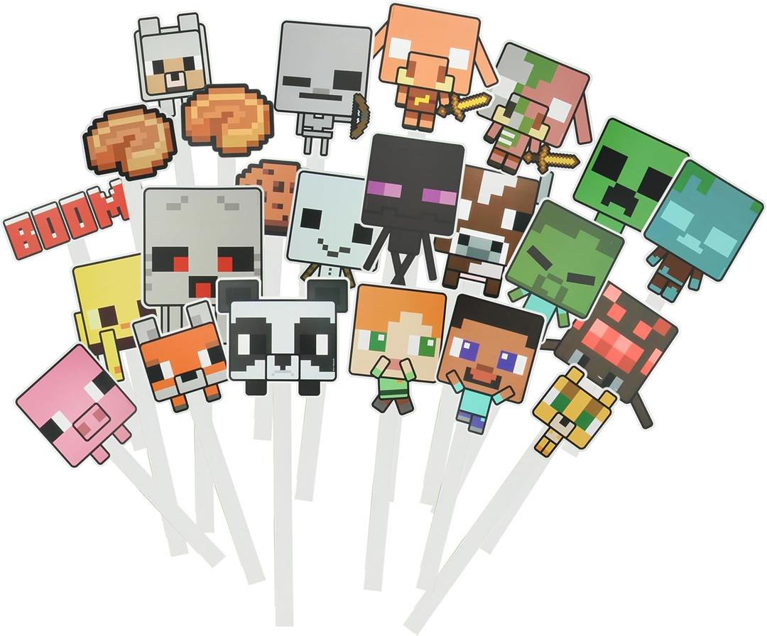 Minecraft Officially Licensed Photo Props Pack, 53 Props and 40 Sticks, Birthday Party Photo Booth Supplies and Decorations for Gaming Fans | Paladone