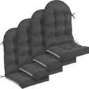Geelin 4 Pcs Outdoor Patio Chair Cushion Thick High Back Adirondack Chair Cushion Tufted Weather & Fade Resistant Anti-Slip Outside Rocking Chairs Pads with Ties, 44 x 19 x 4 Inch (Dark Gray)