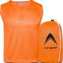 Athllete Boys Scrimmage Practice Vest - 12 Pack Numbered Soccer Pinnies, Small, Orange