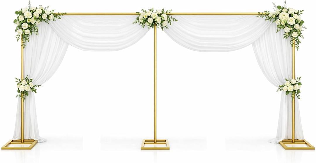 10x20FT Heavy Duty Backdrop Stand, Adjustable Pipe and Drape Backdrop Frame for Weddings, Parties & Photography, Metal Background Support Stand for Drapes, Balloons and Event Decorations (Gold)