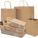 COGLARING 150Pcs Brown Kraft Paper Bags with Handles - Bulk Assorted Sizes for Retail, Takeout, Bakery & Party Favors | Durable Shopping & Gift Bags for Merchandise, Small Business