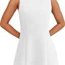 WIHOLL Women's Summer A-Line Sleeveless Boat Neck Mini Dress Club Party Little Short Dresses (White, M)