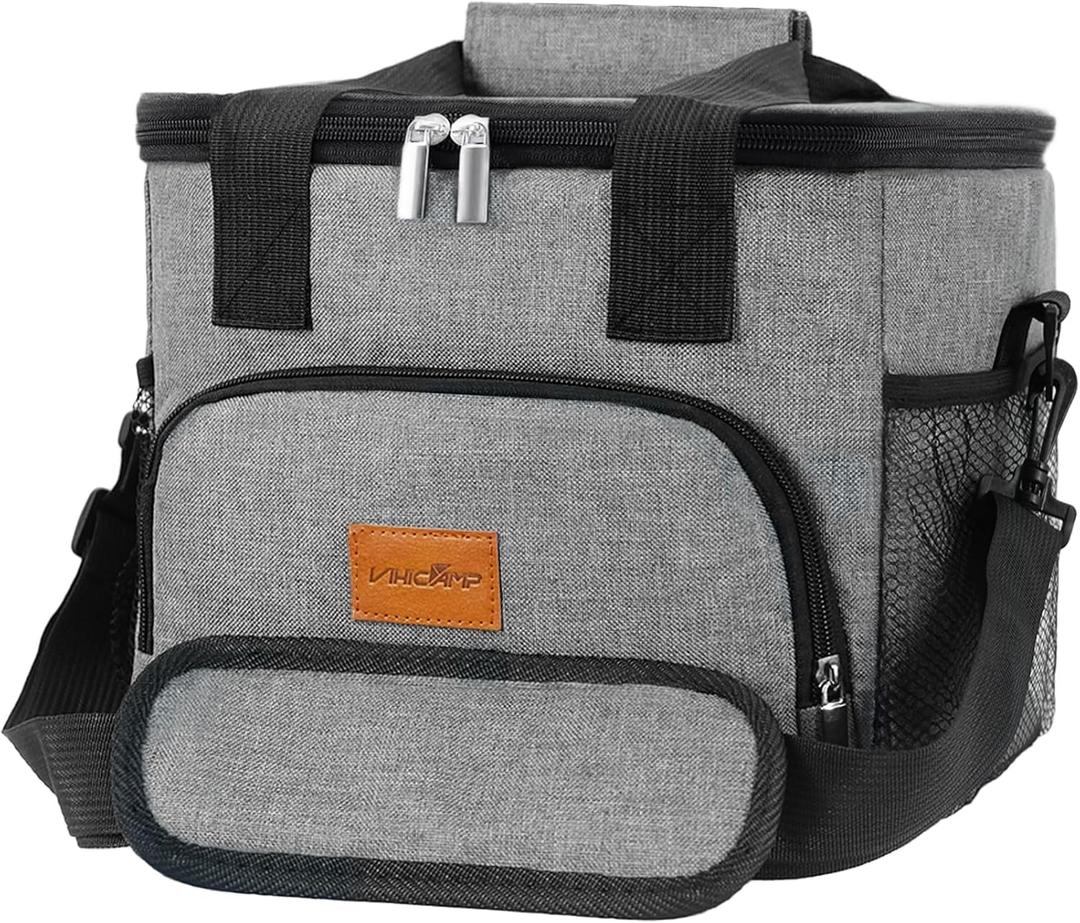 Portable Soft Cooler Bag - 24/60 Can Insulated Camping Cooler, Leakproof Collapsible Soft Sided Cooler for Drink, Suitable for Picnic, Beach, Outdoor, Lunch, Work, Ice Chest (Grey)