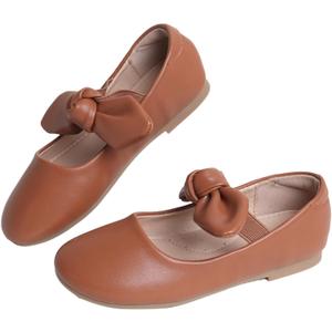 Girls Mary Jane Dress Shoes Ballerina Flats - Toddler/Little Kid Bow Decor for School & Daily Wear Comfortable Slip-On Uniform Shoes for Parties, Weddings & Casual Occasions