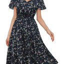 Bridesmay Casual Summer Dresses for Women with Sleeves Flowy Boho Floral Dress Midi Length 2025, Size XL