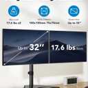 HUANUO 32 inches Dual Monitor Stand up to 17.6lbs per Arm, High-Grade Aluminum Free Standing Dual Monitors Mount for 2 Screens. Fully Adjustable Dual Monitor Stand for Desk with Tilt, Swivel, Rotation
