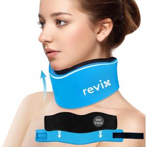 REVIX Soft Neck Brace Cervical Collar, Adjustable Neck Support Brace with Hot Cold Gel Pack, Neck Pain Relief & Neck Support Collar for Sleeping, Stabilizes and Relieves Cervical Spine Pressure (Blue) REVIX Soft Neck Brace Cervical Collar, Adjustable Neck Support Brace with Hot Cold Gel Pack, Neck Pain Relief & Neck Support Collar for Sleeping, Stabilizes and Relieves Cervical Spine Pressure (Blue)