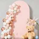 6.6FT Pale Pink Arch Backdrop Cover - Polyester Fitted Wedding Arch Stand Covers Round Top Chiara Arch Backdrop Cover for Birthday Party Banquet Photo Background Decoration