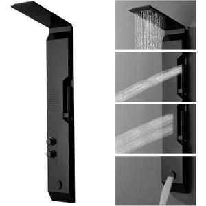 Homevacious 4 IN 1 Stainless Steel Multi-Function Shower Panel Tower System
Rainfall Shower Head Massage Body Jets Handheld Shower and Bath Tub Spout Wall Mounted Bathroom Shower Panel Matte Black
