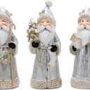 Hodao Santa Claus Decorative Figurine - Home Decor - Autumn Thanksgiving - Handcrafted - Perfect Choice for Christmas Home Decor and Indoor Holiday Display(3 PCS)(Silver)