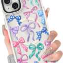BITOBE Case for iPhone 15 [Compatible with MagSafe] Cute Ribbon Bow Pattern for Women Girls Soft TPU Bumper Translucent Magnetic Slim Protective Cover - Bows