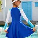 Mioglrie Girls Swimsuit Teens Bathing Suits Girls Long Sleeve Swimsuit One Piece Juniors Swimwear for 7-14 Years Kids