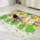 Bammax X-Large Waterproof Foam Padded Baby Play Mat | Safe Foam Reversible & Foldable | 70" x 78" | Use as Baby Crawling Mat or Kids Play Mat for Floor - Giraffe & Mixed Animals (Giraffes)