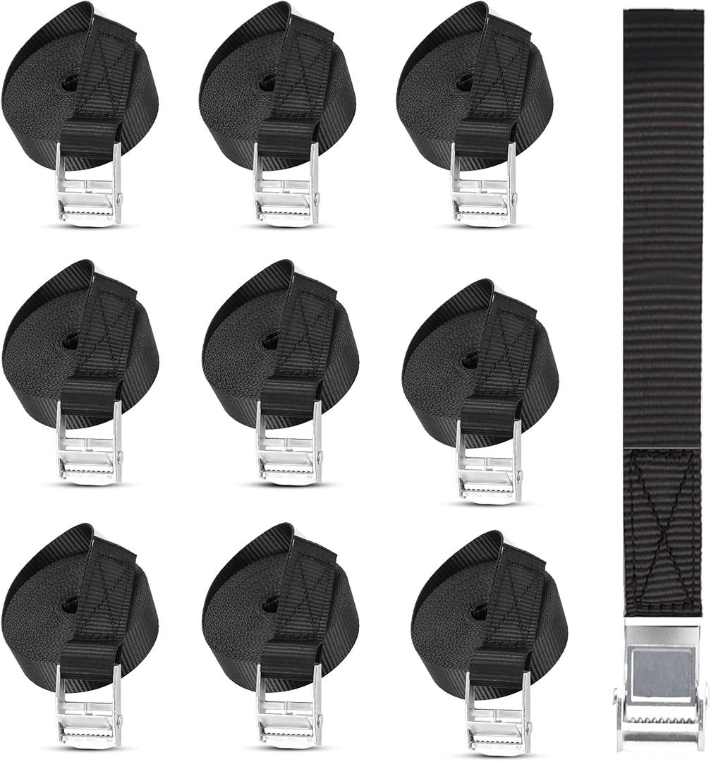 ANLU LOAD Lashing Straps Cam Buckle Straps Can Be Used to Tie Luggage, Kayaks, Skis, Bicycles, 1''X16.4', 10PK ANLU LOAD Lashing Straps Cam Buckle Straps Can Be Used to Tie Luggage, Kayaks, Skis, Bicycles, 1''X16.4', 10PK