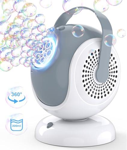 Joyfuture Bubble Machine - Automatic Bubbles Blower for Kids, Toddlers - 360° Oscillation & 75° Adjustment, Bubble Toys with LED Light - Gifts for Boys, Girls, Easter, Outdoor, Birthday, Party Use