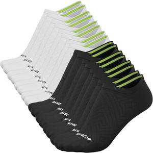 No Show Socks Women, 8 Pairs Low Cut Ankle Non Slip Casual Invisible Liner Athletic Running Socks (White+black)