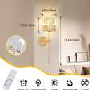 Gold Battery Operated Wall Sconces Set of 2, Crystal Rechargeable Wireless Wall Sconce Light Fixtures for Home Decor, Dimmable 12 RGB and 3CCT Wall Lamps with Remote for Living Room Bedroom Hallway
