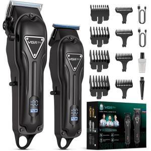 Electric Hair Clippers for Men, Cordless Clipper and Trimmer Set, Clippers for Hair Cutting Kit with Long Battery Life, Hair Grooming Trimmer for Family Kids and Self-Haircut Use (Black)