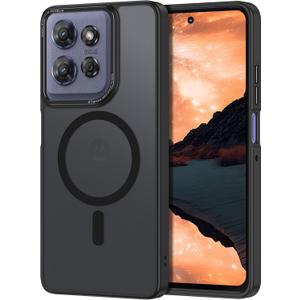 for Moto G Power 2025 Case, [Military Grade Drop Protection] [Compatible with MagSafe] Shockproof Slim Translucent Matte Anti-Slip Women Girls Men Protective Cover, Black 2 pack