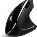 Perixx PERIMICE-813B Bluetooth Vertical Mouse - Wireless 3-in-1 Multi-Device Technology - Travelling Carry Bag - Black - Right Handed
