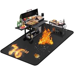76 ×52 inches Under Grill Mat for Outdoor Grill/ Fireproof Grill Pad for Fire Pit, Double-Sided Indoor Fireplace Mat Fire Pit Mat, Oil-Proof Waterproof BBQ Grill Mats Pad for Deck and Patio Gas Grills