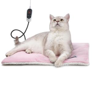 Rest-Eazzzy Cat Heating Pad, Cat Bed with Removable Cover Heated Cat Bed 5 Level Timer and 5 Level Temperature, Cat Beds for Indoor Warming Mat for Cat Dog (Pink) (Small-1 Pack)