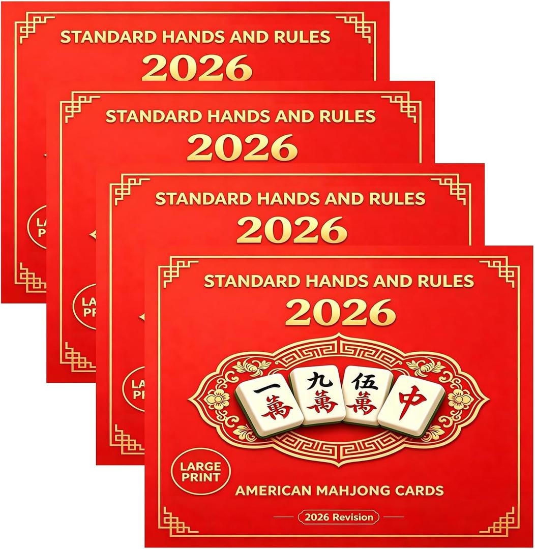 2026 Mahjong Card Large Print, 4-Pack Official, American Mahjong, Waterproof and Tear-Resistant, Easy-to-Read for Full Table