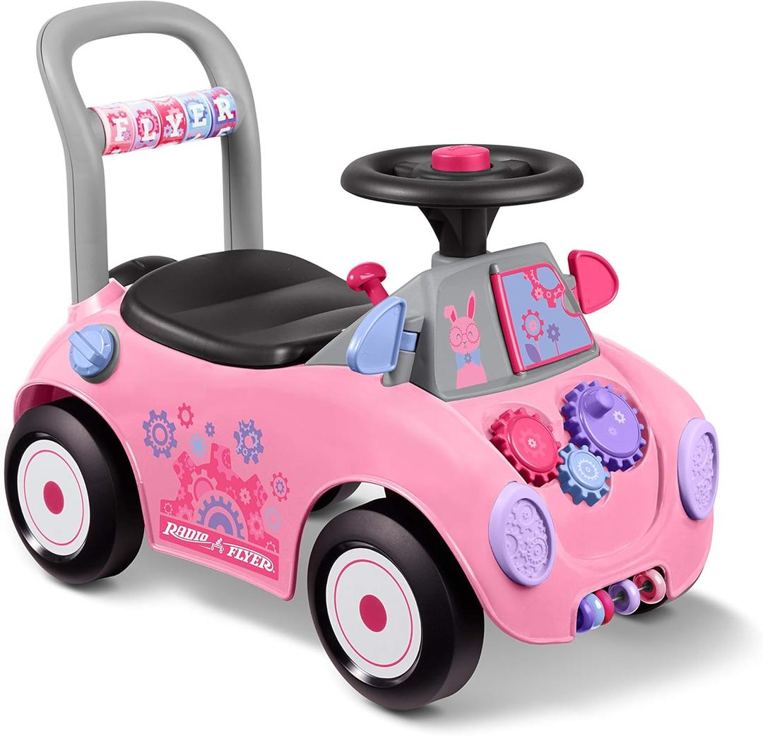 Radio Flyer Creativity Car, Sit to Stand Toddler Ride On Toy, Ages 1-3, Pink Kids Ride On Toy, Large