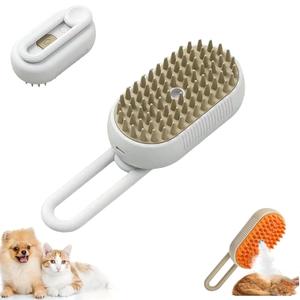 2 x Cloud Care Cat Brush, 2024 Best Cat Steam Brush,Defur Comb for Cats,3-in-1 Self-Cleaning Cat Brush with 360 Rotating Arm, Detachable Silicone Bristle Head (White)