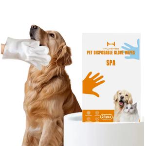 Pet Grooming Gloves for Dogs and Cats, coconut oil for dogs  dog paw wipes dog washing gloves (unscented 24pcs)