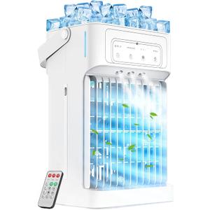 Portable Air Conditioners, 3 Speeds, 3 Mist Settings, 40oz Large Water Tank, 2~8h Timer & Night Lights, Air Conditioner Portable, Small Mini Personal Air Conditioner Air Cooler for Room Bedroom