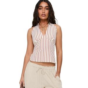 Princess Polly Princess Polly Radiant Beam Halter Top Orange Stripe, size 6