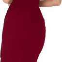 BORIFLORS Women's Sexy Ruched Bodycon Midi Dresses Square Neck Sleeveless Ruffle Hem Club Party Tank Dress (Red, M)