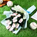 Suhine 12 Pcs Baseball Football Soccer Volleyball Rose Bulk Artificial Sports Flower Decor for Graduation Wedding Party Sports Theme Rose Bouquet Gift for Girl Coach Team Player Fan(Baseball Color)