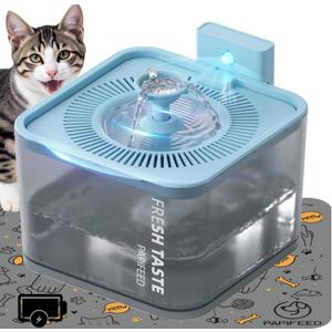 PAPIFEED Wireless Cat Water Fountain, 106oz/3L Battery Operated Pet Water Fountain Cordless for Cats Indoor, Automatic Cat Drinking Dispenser with Motion Sensor, Leak-Proof Silicone Pad Included Cyan