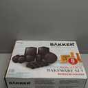 BAKKEN 8-Piece Kitchen Oven Baking Pans Set - Deluxe Nonstick Gray Marble Coating, Professional Grade Carbon Steel Bakeware with Silicone Handles - Oven, Dishwasher, and Freezer Safe