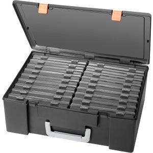 Photo Storage Box 4" x 6", 18 Inner Extra Large Photo Case Large Photo Organizer Acid-Free Photo Box Storage Photo Keeper Photo Storage Case, Plastic Craft Storage Box for Photo Stickers Stamps Seeds (Black, 18 Boxes)