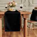 FOLINS&HOME Black Table Runner 48 Inches Long - Decorative Waterproof 210GSM Runner Table Cloth, Washable & Reusable Table Runners for Dining, Wedding, Party, Kitchen & Everyday Decor, 12x48 Inch