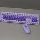Wireless Keyboard and Mouse, Silent Keyboard Mouse Combo, Full-Sized Colorful Typewriter Keyboard with Round Keycaps, 2.4G Cute Mouse Compatible with PC/Laptop/Computer(Purple)