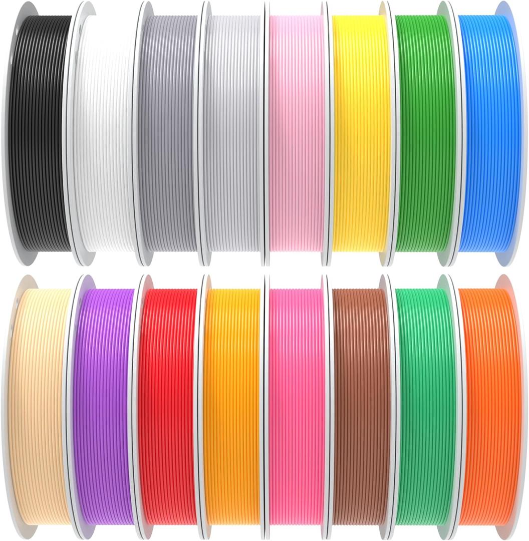 PINBALL PETG 3D Printer Filament 1.75mm High Precision Durable Strong Filament Mith Better Flow Dimensional Accuracy +/- 0.02mm Suitable for Most FDM 3D Printers 4 Kilograms Sixteen Colors