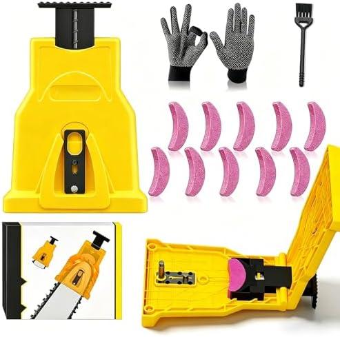 Chainsaw Sharpener for 12''-22'' Chain Saw Sharpener Tool,with 10 Fast Sharpening Stones, Portable Chainsaw Chain Sharpener, Chainsaw Blade Sharpener Kit Quick Sharpening and Easy to Use