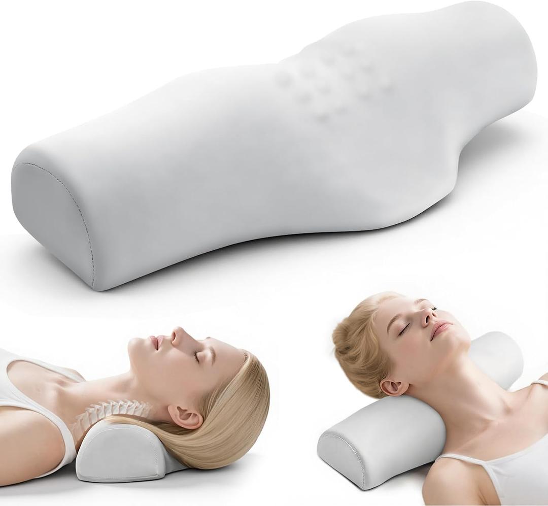 Cervical Neck Pillows,Orthopedic Roll Pillow for Neck Pain Relief,Sleeping Decompression Devices Support and Shoulder Relaxer,High-Density Memory Foam,Neck Bolster Butterfly(Adult Size)