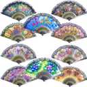 10 Pieces Spanish Hand Fan Handheld Fans for Women Floral Spanish Folding Fan Foldable Fan Vintage Fans Handheld Hand Fan for Wedding and Party Decoration