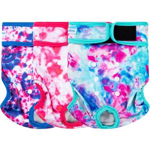 Leekalos Reusable Washable Dog Diapers Female (3 Pack) - Highly Absorbent Doggie Diapers - Size Adjustable Puppy Diaper for Dog Period Panties (Medium) (Medium (12.5"-15" Waist), Colorful)