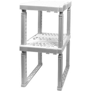 ABLinox Locker Organizer Shelf Adjustable Width and Height, Stackable, Ideal Locker Shelf for School, Office, Gym Lockers, or Even Kitchen Cabinets & Under Sink Organization (White 2 Pack)