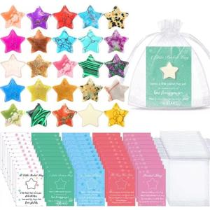 Tondiamo 60 Sets Pocket Hug Token for Graduation, 0.8 in Natural Star Worry Stones with Cards and Organza Bags, Class of 2026 Pocket Tokens Star for Friend, Graduate Teacher