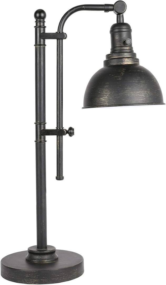 VONLUCE Rustic Desk Lamp Black Adjustable, Industrial Style Metal Task Lamp (25"-29"), Vintage Work Lamp, Farmhouse Reading Lamp in Aged Bronze Finish, ETL Certificate