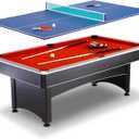 Hathaway Maverick 7 Foot Pool Table with Table Tennis Top  with Accessories for Both Games  Space-Saving Ping Pong and Pool Table Combo for Families  Matte Black Finish