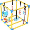 Huagerl Puppy Play Gym with 8 Hanging Toys for Small Dogs Cats, 19.5 inch Indoor Puppies Jungle Playground with Suction Cups, Interactive Funny Enrichment Activity Center to Keep Them Busy, PVC Frame
