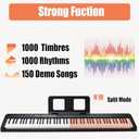 88 Key Digital Piano Electric Keyboard, 88 Key Keyboard Piano for for Beginner, with Power Adapter, Sustain Pedal, Stand, Bluetooth, Carrying Case, Headphones, USB-MIDI, for at Home/Stage